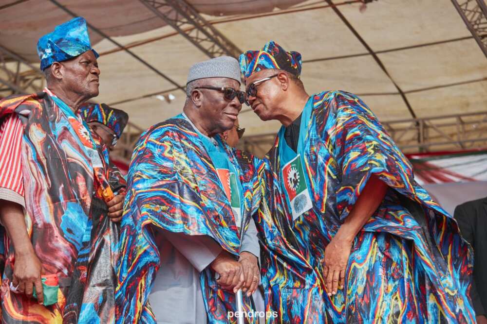 Peter Obi and Pa Adebanjo during Obi's campaign in southwest Peter Obi and Pa Adebanjo during Obi's campaign in southwest