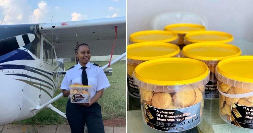 Dedicated young lady sells biscuits to raise money for aviation school