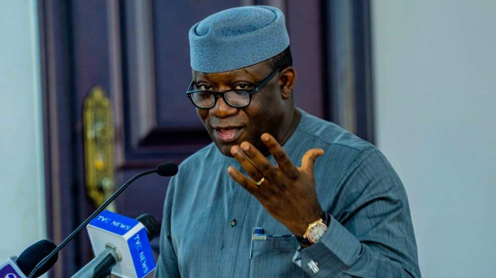 Governor Fayemi Kayode speaking in Ekiti