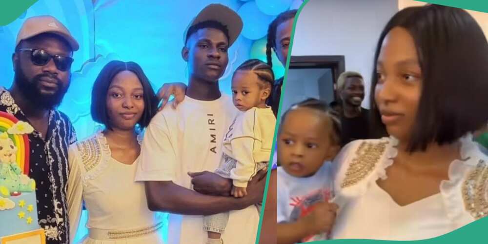 Mohbad's wife Wunmi's apperance at son's 1st birthday party trends.