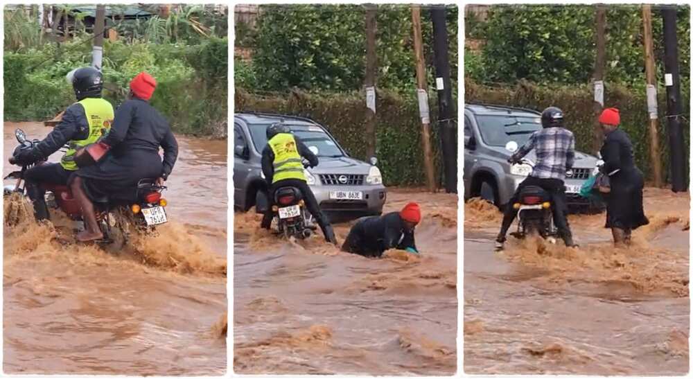 Photos of a lady who fell from a bike.