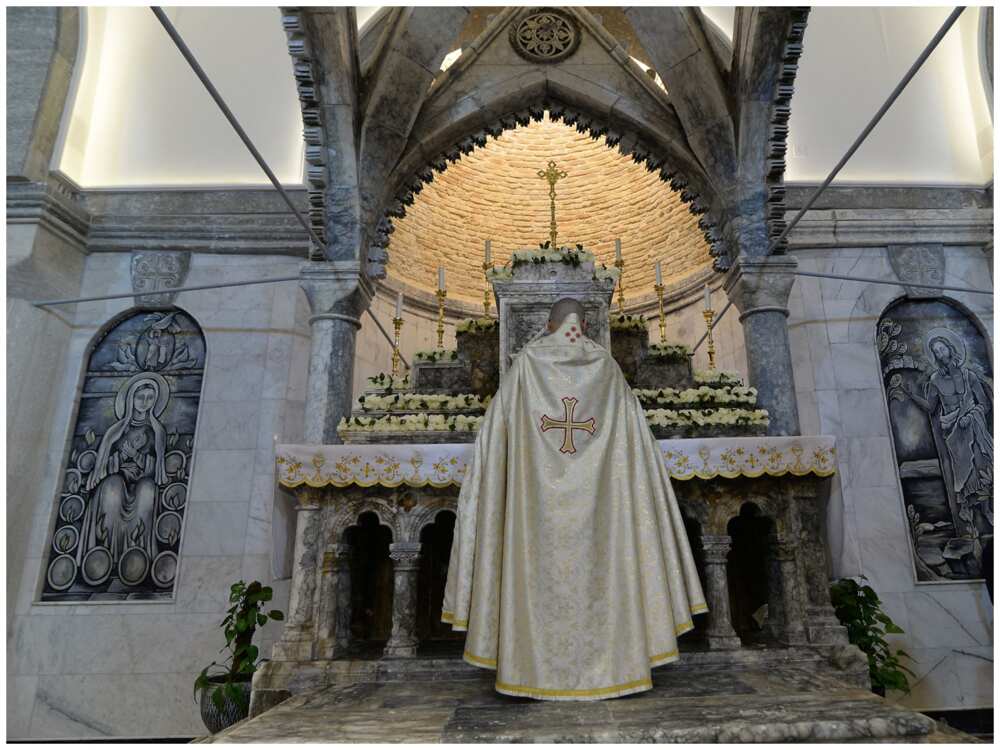 A Catholic priest celebrates mass