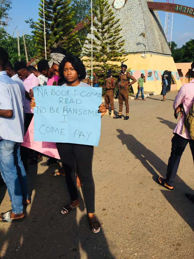 Insecurity: FUNAAB Students Protest Kidnap Of Colleague