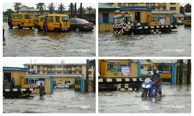 Flood takes over police station in Lagos