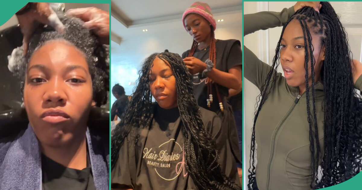 Video: This lady travelled from America to make her hair in Nigeria, you need to see the style