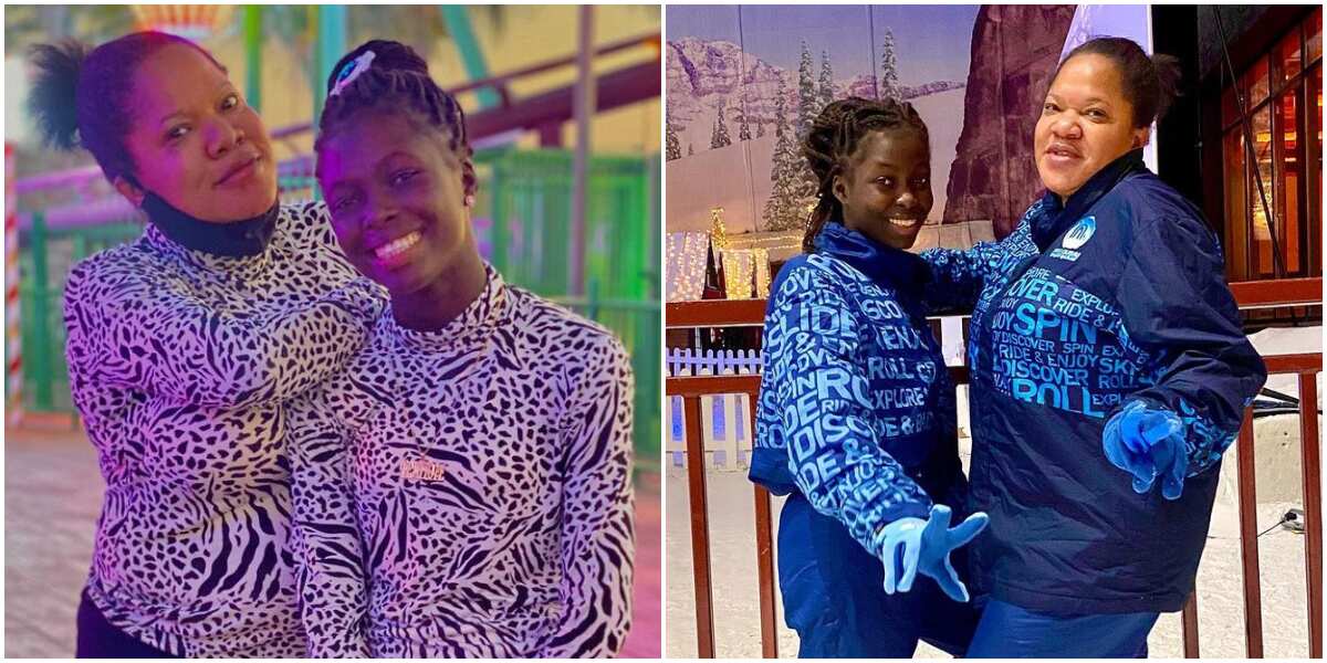 I wanted to die - Toyin Abraham says as she and stepdaughter go skiing in Dubai (photo)