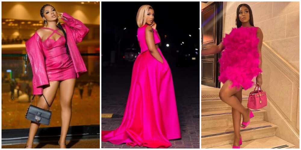 Photos of Nigerian celebrities in pink.