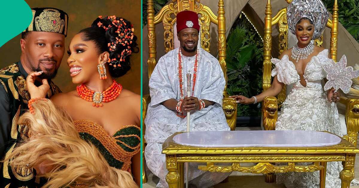 Photos: Man points out similar golden chair Sharon Ooja's husband used to marry his ex-wives and actress