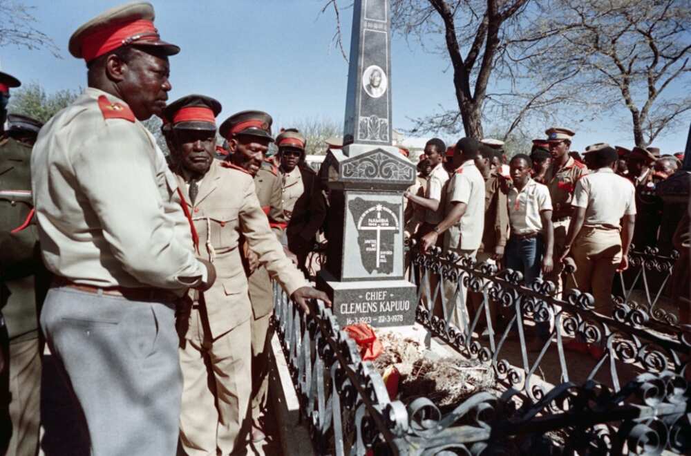 A monument in the central Namibian town of Okahandja marks the massacre of the Herero and Nama peoples by German colonial troops