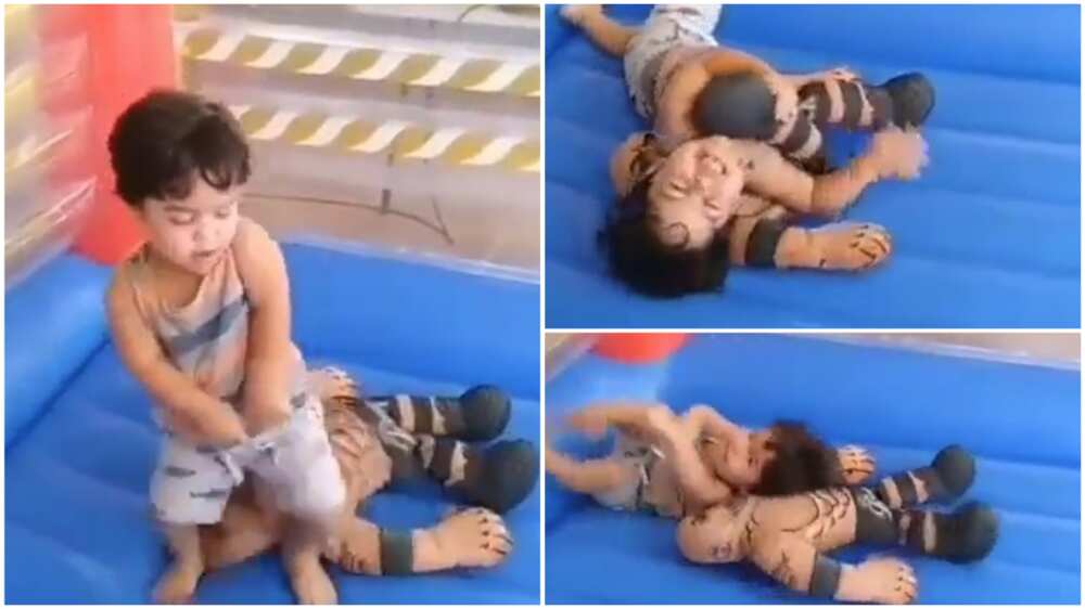 Little kid show great wrestling skill, see how he won a fight in this ring