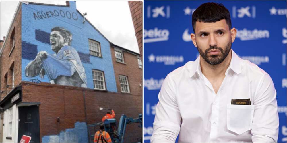 Man City set to remove Aguero's large painting after leaving for Barcelona