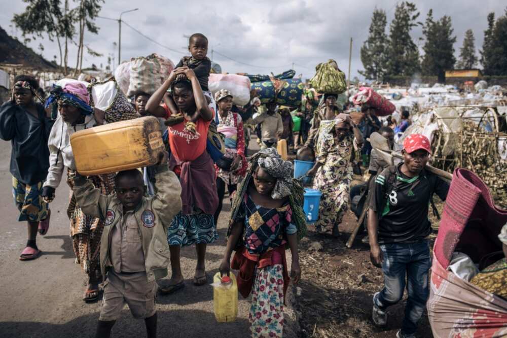 Many families in the strife-torn eastern province of North Kivu have been forced to flee the fighting