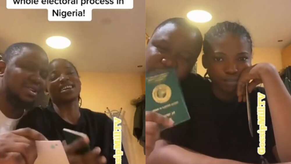 Funny couple mimics Nigerians tearing their passport