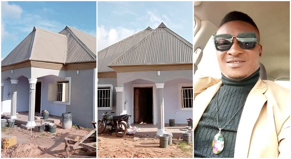 Photos of Victor Chukwuemeka and the new house he built.