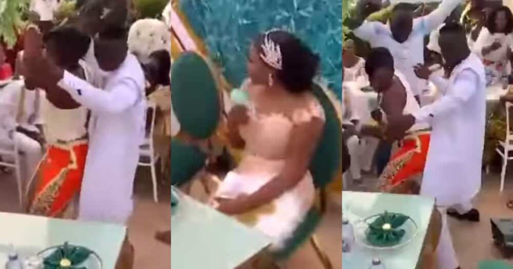 The groom abandoned his bride to dance with his alleged ex-lover.