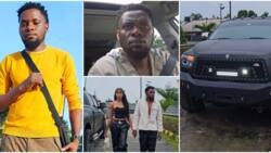 "Silent money man": Skit maker Mark Angel causes stir with video of him helping a lady out of a luxury whip