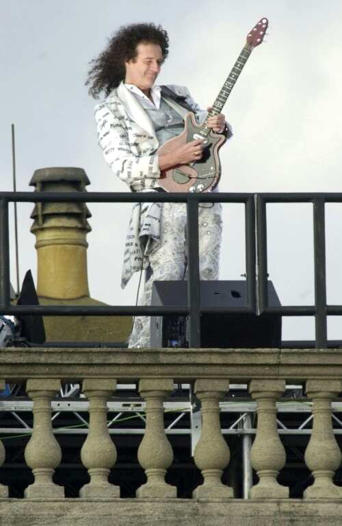 Queen guitarist Brian May played the national anthem on the Buckingham Palace roof at the Golden Jubilee