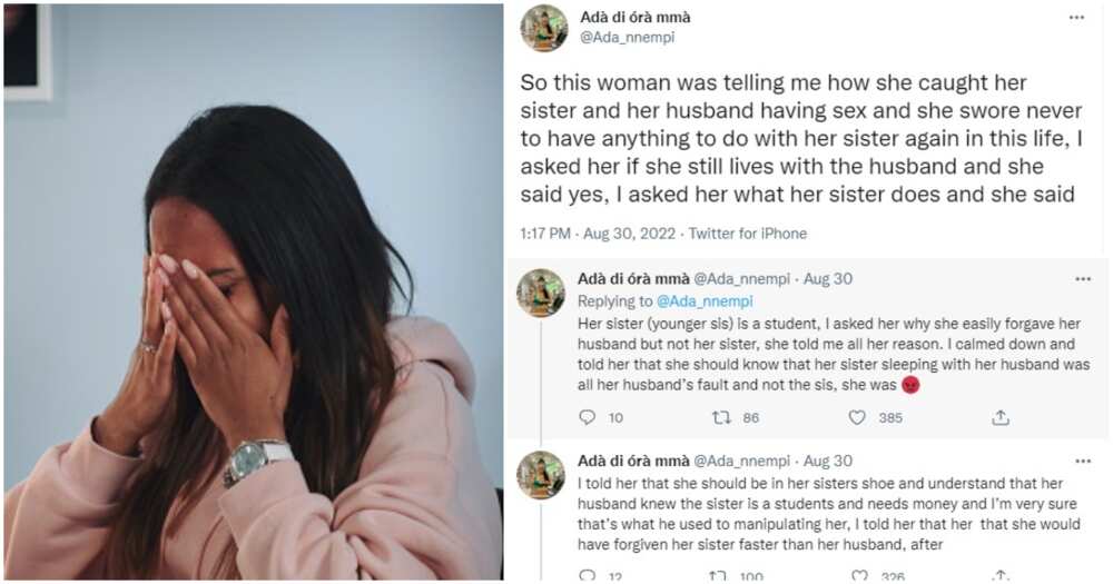 Lady disowns younger sister, man cheats with wife's younger sister, school fees, relationshp drama, cheating in marriage