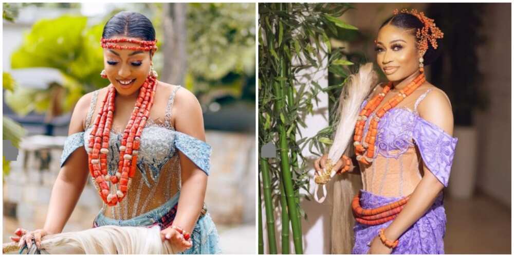 Photos of Rita Dominic and the bride.