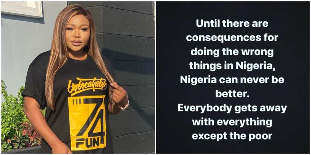 Nigerian can't be better until there are consequences for wrongdoers, Actress Ruth Kadiri writes