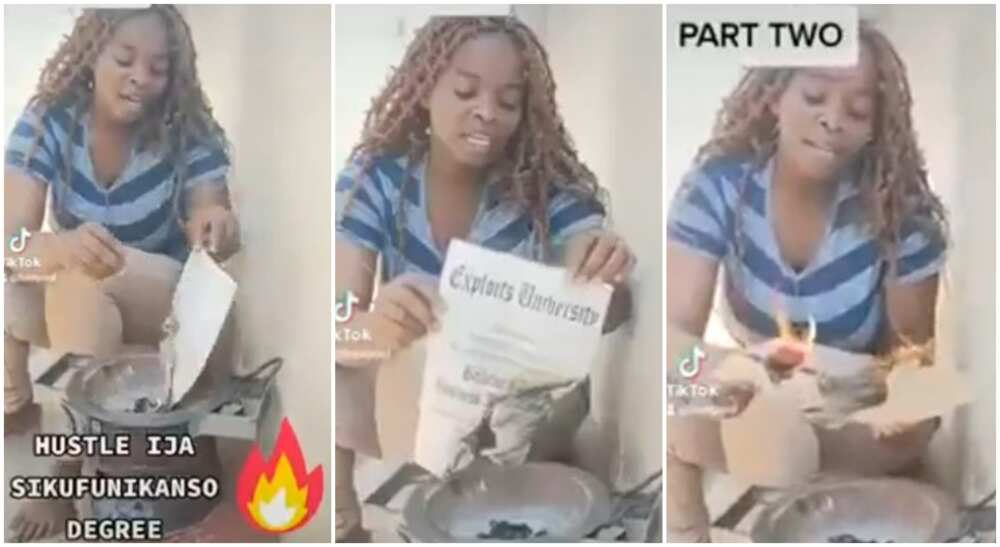 Bridget Thapwile Soko, a Malawian lady who set her Exploits University certificate on fire.