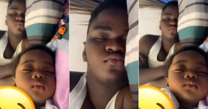 Watch video of Nigerian dad and his look-alike son sleeping beside each other