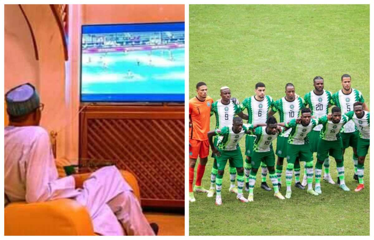 AFCON: Duk da ya na jirgi a hanyar dawowa daga Gambia, Buhari ya tuna da Super Eagles