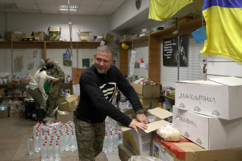 Volunteer Slava Kovalenko helps provide aid to soldiers and others in the town of Sloviansk