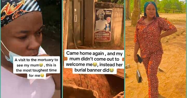 Nigerian lady in tears as she sees mother's burial poster