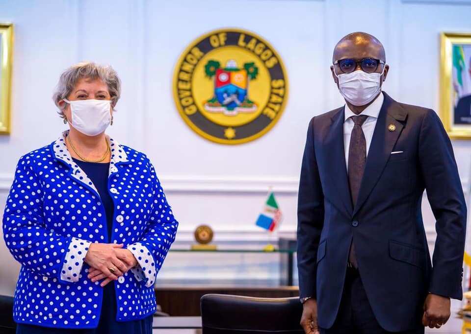 The official photo showing the ambassador and Sanwo-Olu. Photo source: Facebook/US Mission to Nigeria