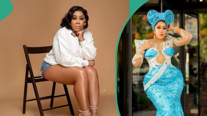 Moyo Lawal asks fans to choose bag for her, gets accused of bleaching her skin: "She don go finish"