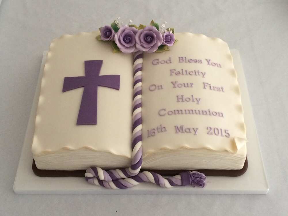 Open bible cake on Communion