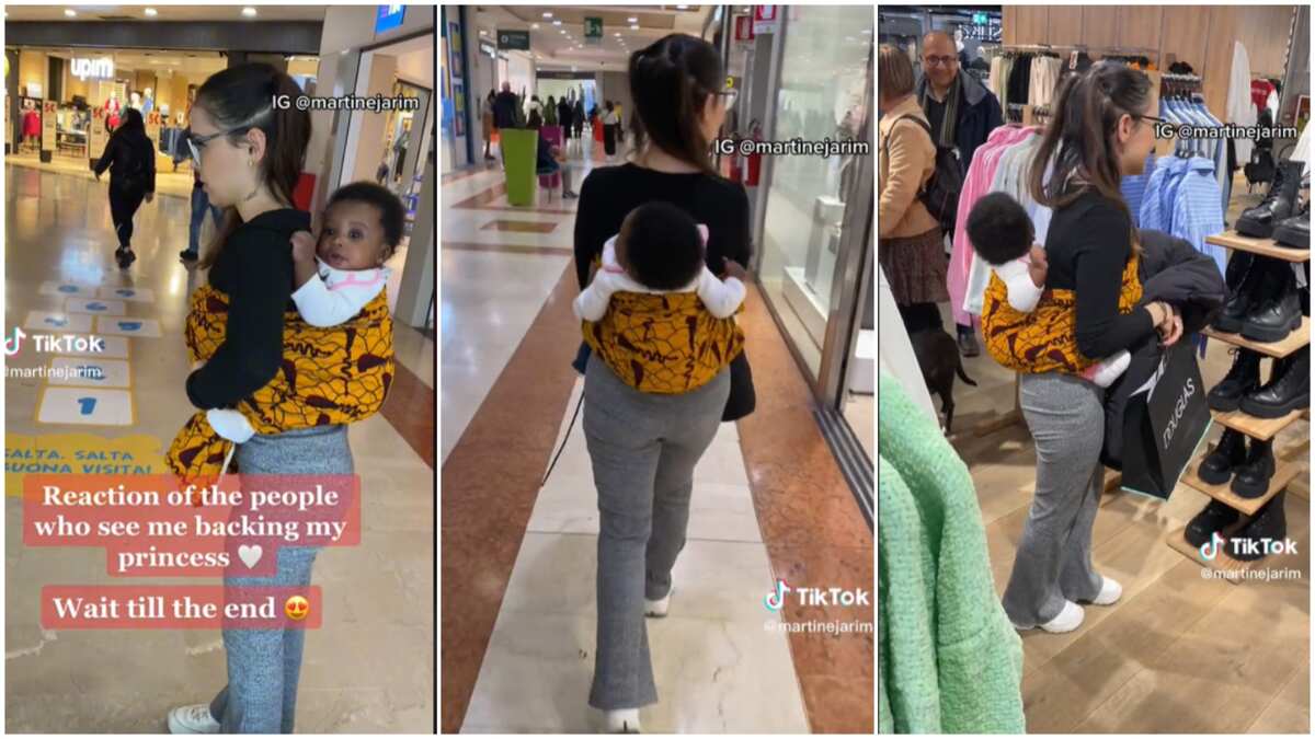 Watch the moment this oyinbo lady surprised many people abroad as she backed her baby (video)