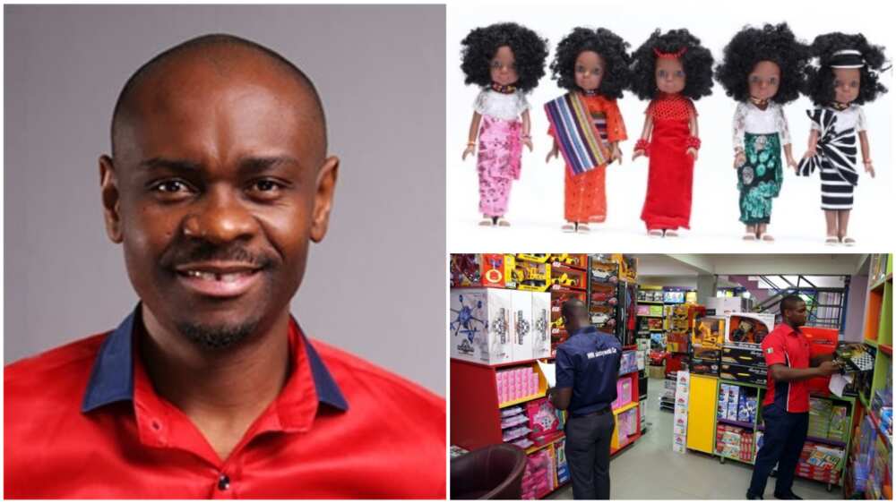 A collage of Paul, his toys and his shop. Photo sources: How We Made It In Africa/AACSB