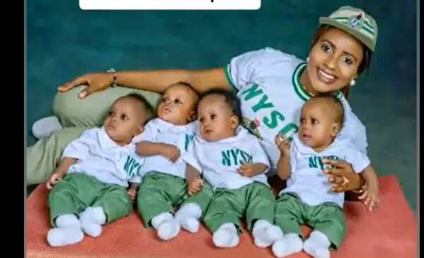 Photo of NYSC member who is a mother of quadruplets.