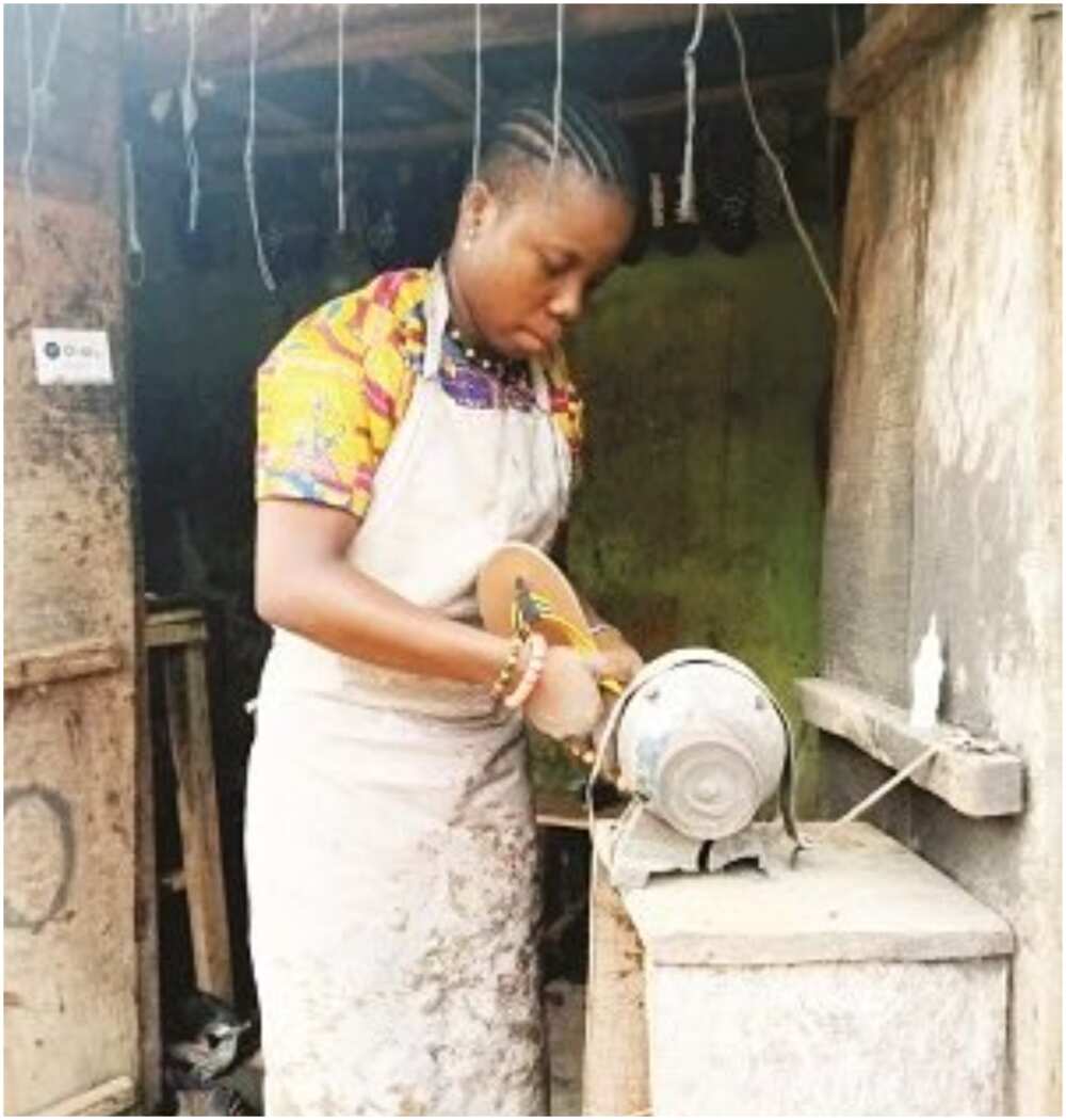 Happiness Nwanna: 22-year-old lady who dumped academics for shoemaking