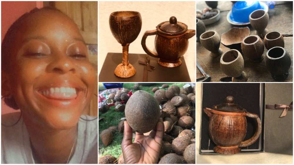 Young lady makes beautiful crafts from discarded coconut shells, people praise her