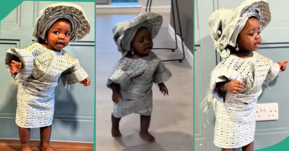 Baby girl in Yoruba native attire.