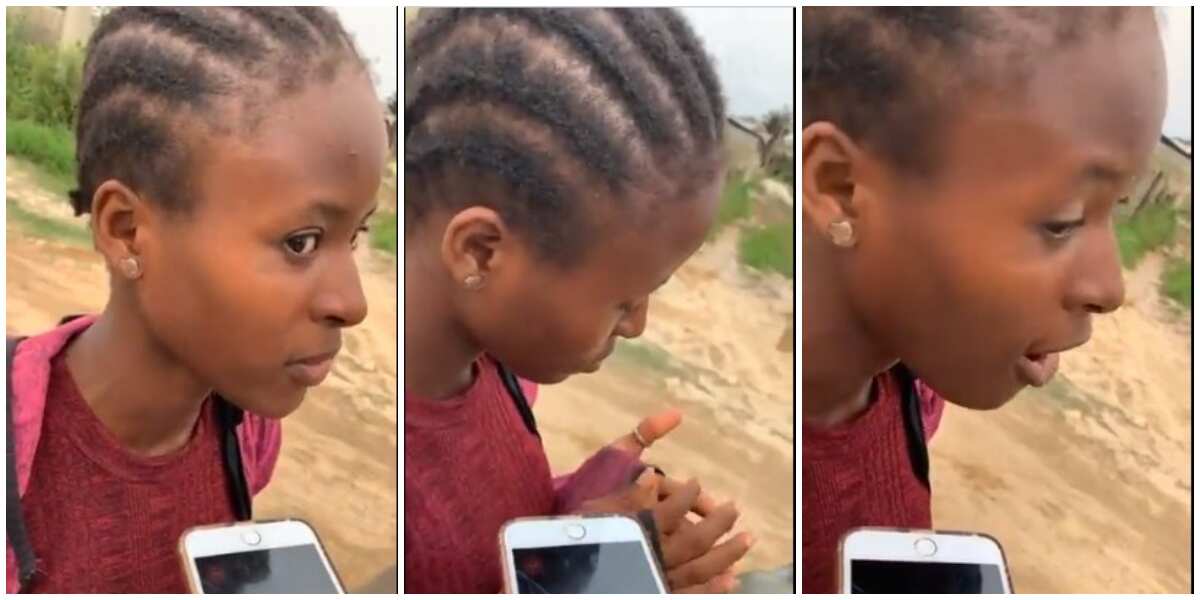 Young Nigerian girl perfectly imitates Oyinbo accent as she speaks with White Man in viral video, many react