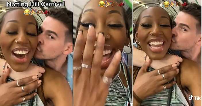 Black lady, oyinbo stranger, accepts proposal