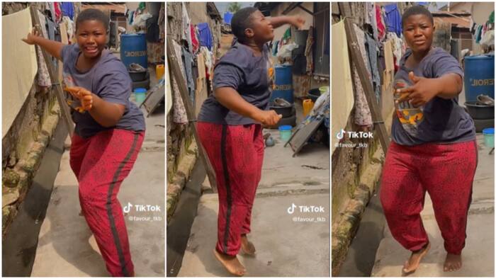 Chubby lady in shirt & trousers dances with excitement to Tiwa Savage's Loaded song, video goes viral