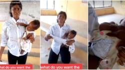 Nigerian lady uses her baby to cheat in exam hall, gets caught, disgraced in video, many react