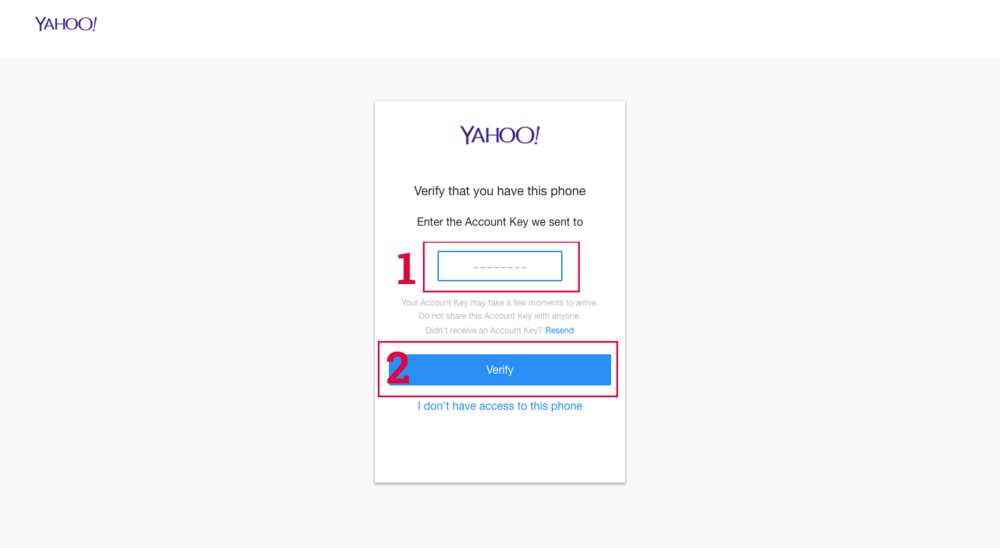 Yahoo verification
