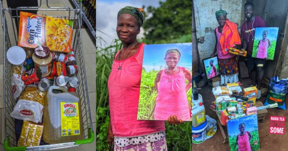 Nana Tea: Gh Man Touches Life of 72-year-old Woman; Buys New Cutlass, Shops Provisions for Her Nana Tea: Gh Man Touches Life of 72-year-old Woman; Buys New Cutlass, Shops Provisions for Her