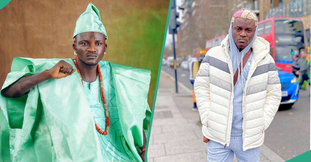 Portable shows off different outfits he got in Abuja
