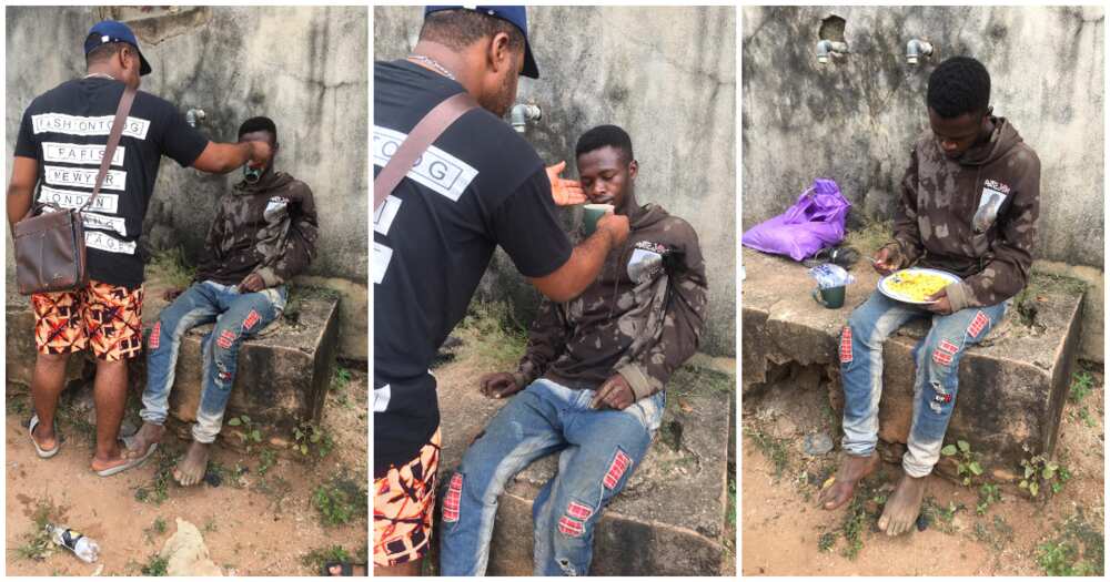 Anoda Mirakle, Akachukwu, man faints on road, man who hasn't eaten in two days