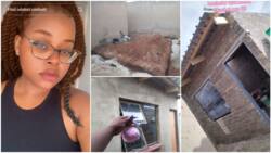 "I got quality materials": Lady who saved while working in school builds small house, plasters walls