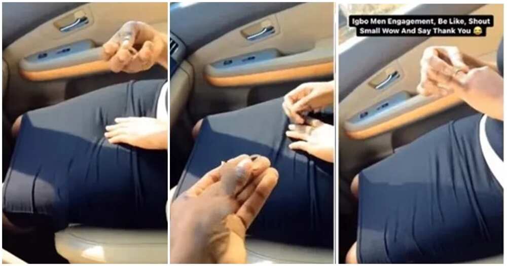 Photos of the moment a Nigerian man proposed to his girlfriend.