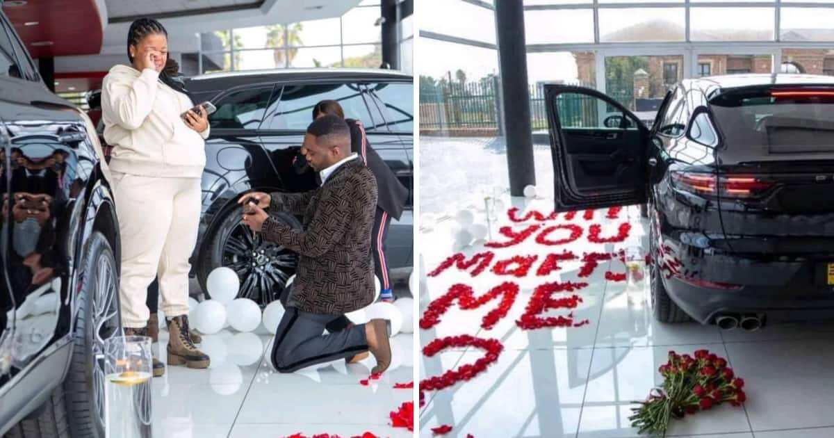 Photos emerge as young man asked his lover to marry him with fine car, here are what people said