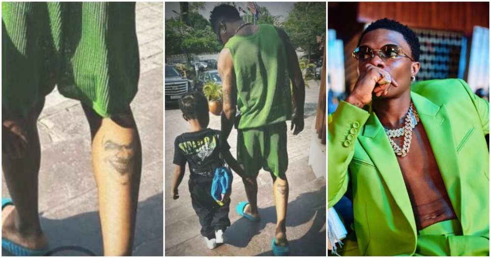 Na Jada's Face Be That”: Fans React As Wizkid's New Tattoo With a Face on  His Leg Goes Viral, Photo Trends 